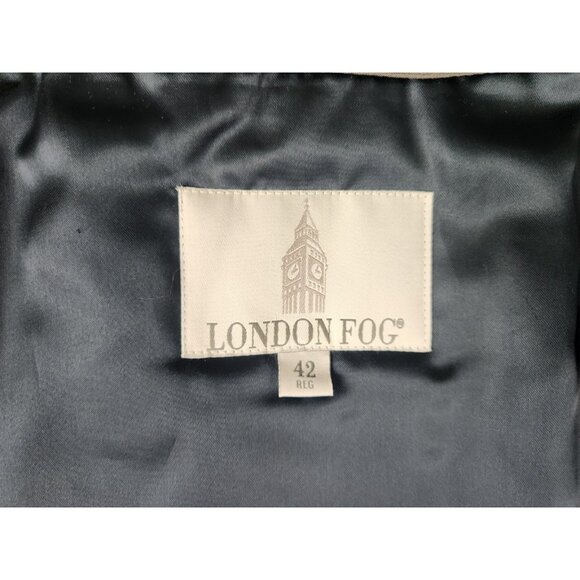 Men’s London Fog Double Breasted Trench-Coat 42 Reg Gray w Zip Out Lining - Picture 7 of 16